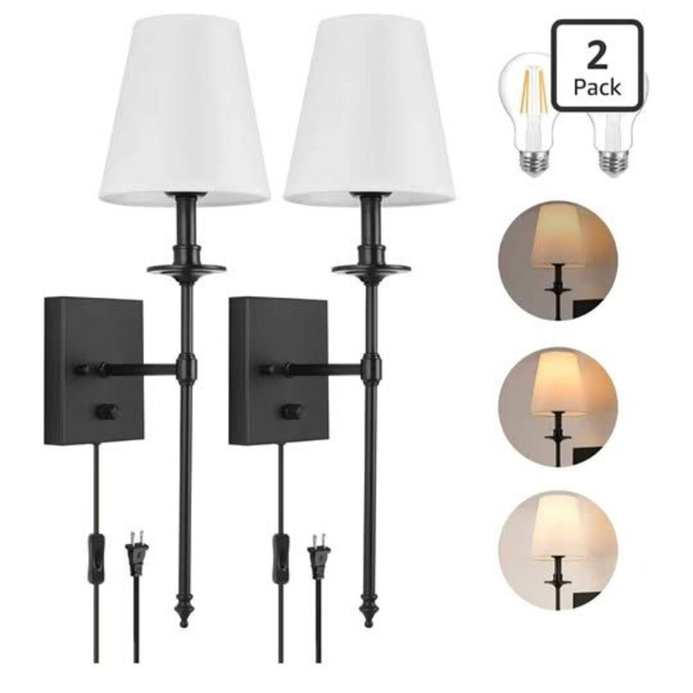 Set of 2 adjustable wall lights, plug-in wall lights